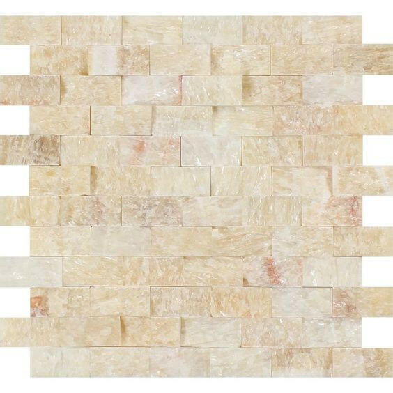 1 X 2 Honey Onyx Split-Faced Brick Mosaic Tile-Onyx Mosaic-American Tile Depot