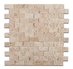 1 X 2 Ivory Travertine Split-Faced Brick Mosaic Tile-Travertine Mosaic-American Tile Depot