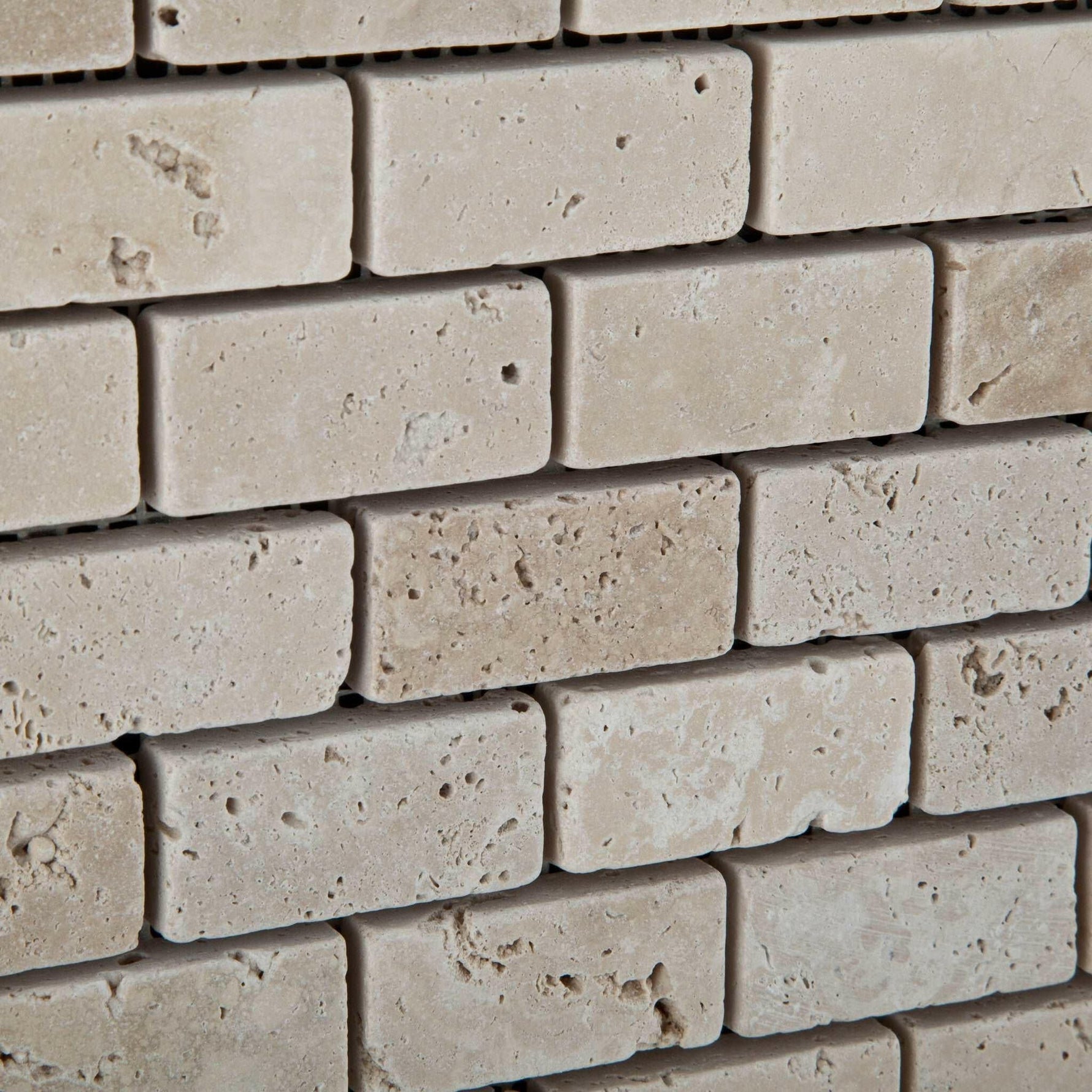 1 X 2 Ivory Travertine Tumbled Brick Mosaic Tile-Travertine Mosaic-American Tile Depot