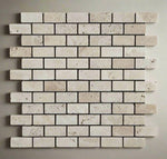 1 X 2 Ivory Travertine Tumbled Brick Mosaic Tile-Travertine Mosaic-American Tile Depot