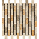 1 X 2 Mixed Travertine Tumbled Brick Mosaic Tile-Travertine Mosaic-American Tile Depot