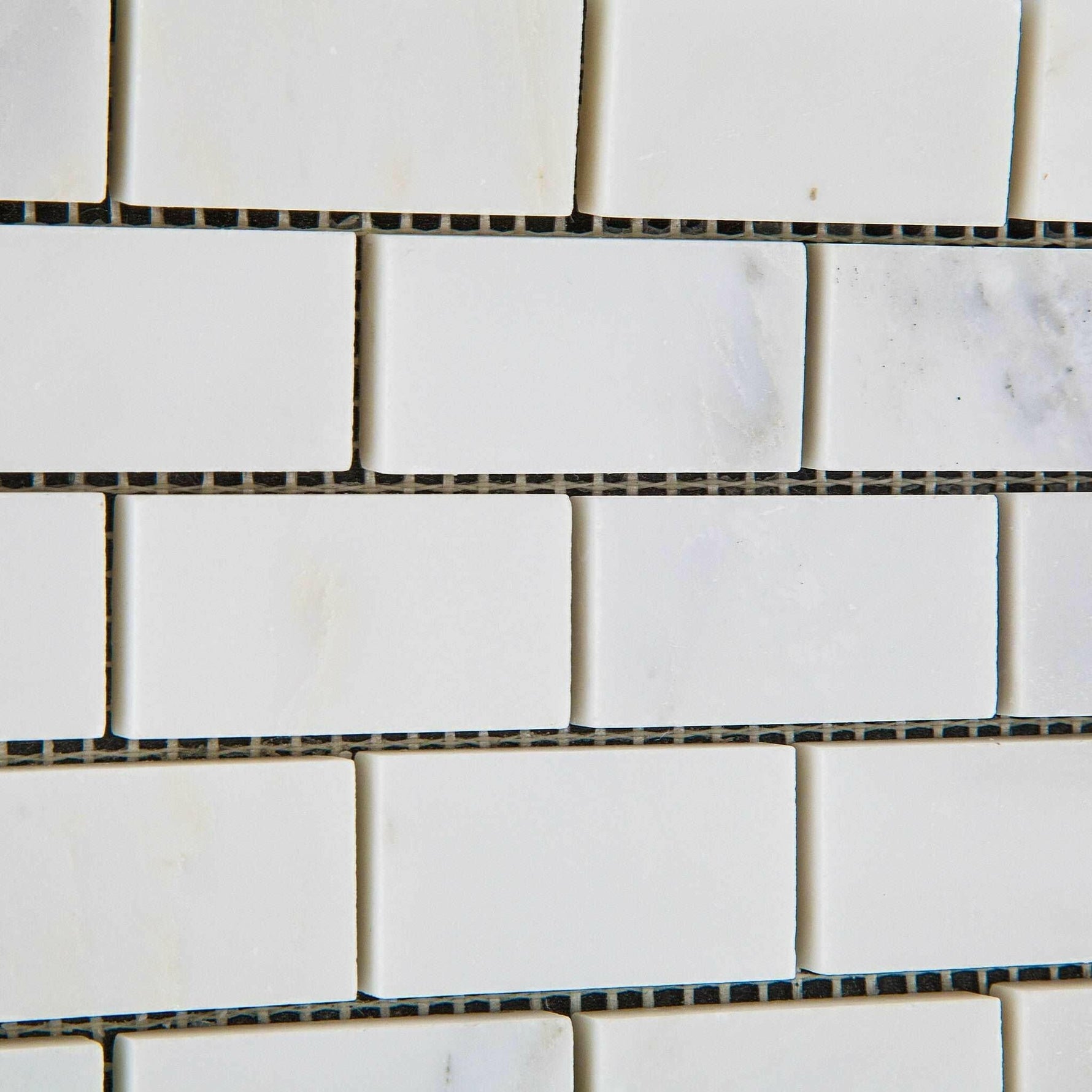 1 X 2 Oriental White / Asian Statuary Marble Honed Brick Mosaic Tile-Marble Mosaic-American Tile Depot