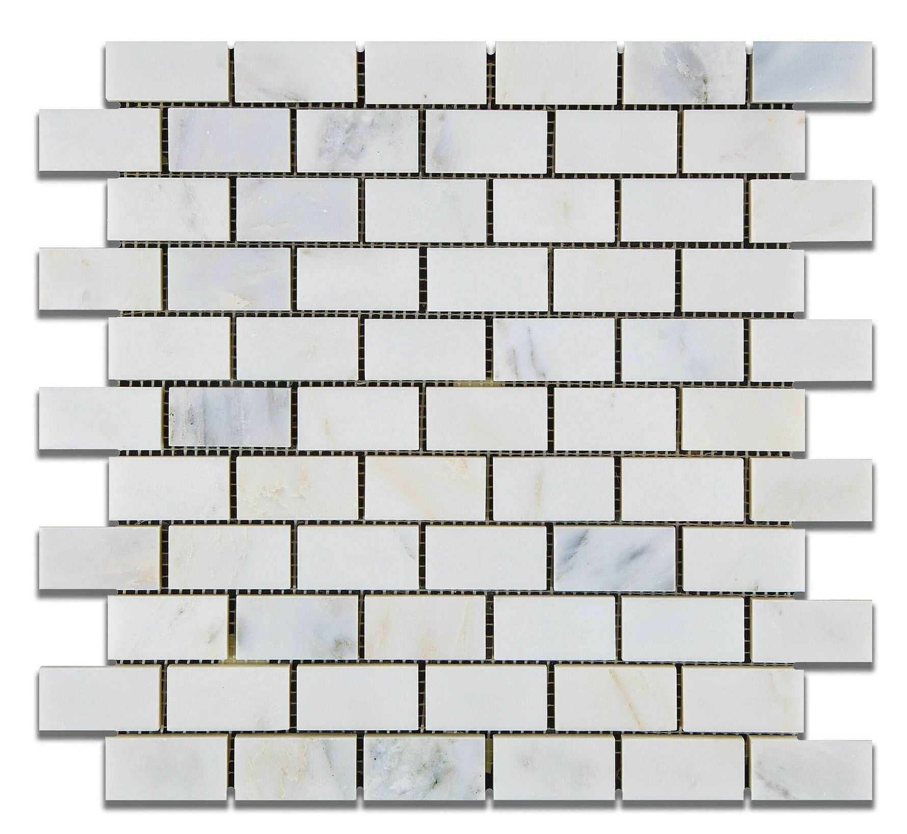 1 X 2 Oriental White / Asian Statuary Marble Honed Brick Mosaic Tile-Marble Mosaic-American Tile Depot