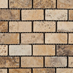 1 X 2 Philadelphia Travertine Tumbled Brick Mosaic Tile-Travertine Mosaic-American Tile Depot