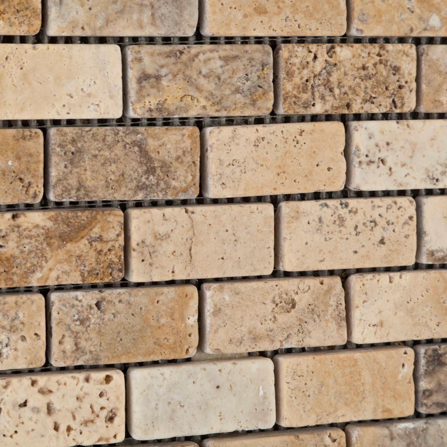 1 X 2 Philadelphia Travertine Tumbled Brick Mosaic Tile-Travertine Mosaic-American Tile Depot