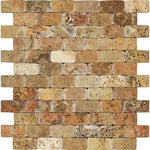 1 X 2 Scabos Travertine Tumbled CNC Arched 3-D Mosaic Tile-Travertine Mosaic-American Tile Depot