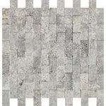 1 X 2 Silver Travertine Split-Faced Mosaic Tile-Travertine Mosaic-American Tile Depot