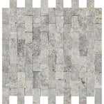 1 X 2 Silver Travertine Split-Faced Mosaic Tile-Travertine Mosaic-American Tile Depot