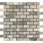 1 X 2 Silver Travertine Tumbled Mosaic Tile-Travertine Mosaic-American Tile Depot