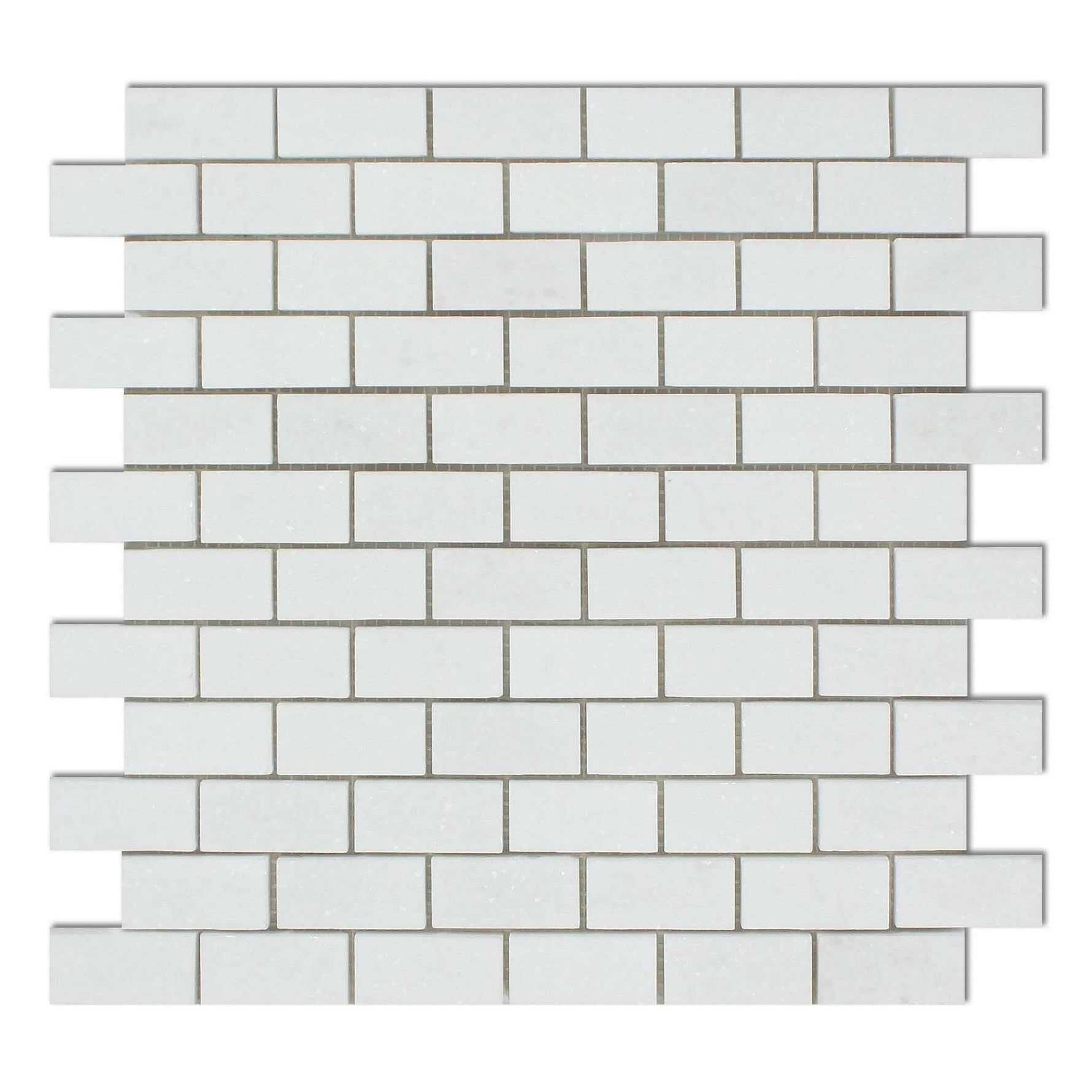 1 X 2 Thassos White Marble Honed Brick Mosaic Tile-Marble Mosaic-American Tile Depot