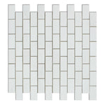 1 X 2 Thassos White Marble Honed Brick Mosaic Tile-Marble Mosaic-American Tile Depot