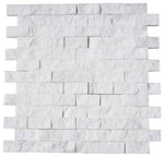 1 X 2 Thassos White Marble Split-Faced Mosaic Tile-Marble Mosaic-American Tile Depot