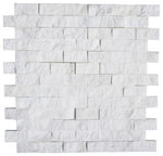 1 X 2 Thassos White Marble Split-Faced Mosaic Tile-Marble Mosaic-American Tile Depot