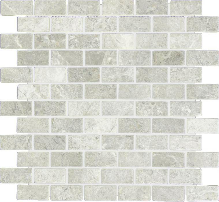 1 X 2 Tundra Gray (Atlantic Gray) Marble Honed Brick Mosaic Tile-Marble Mosaic-American Tile Depot