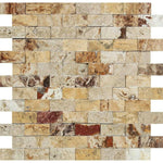 1 X 2 Valencia Travertine Split-Faced Brick Mosaic Tile-Travertine Mosaic-American Tile Depot