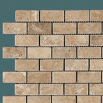 1 X 2 Walnut Travertine Tumbled Brick Mosaic Tile-Travertine Mosaic-American Tile Depot