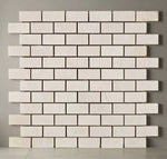 1 X 2 White Pearl / Botticino Marble Polished Brick Mosaic Tile-Marble Mosaic-American Tile Depot