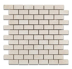 1 X 2 White Pearl / Botticino Marble Polished Brick Mosaic Tile-Marble Mosaic-American Tile Depot