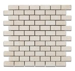 1 X 2 White Pearl / Botticino Marble Polished Brick Mosaic Tile-Marble Mosaic-American Tile Depot