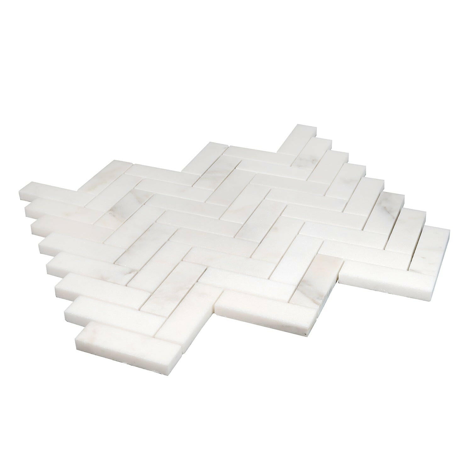 1 X 3 Calacatta Oliva Marble Honed Herringbone Mosaic Tile-Marble Mosaic-American Tile Depot