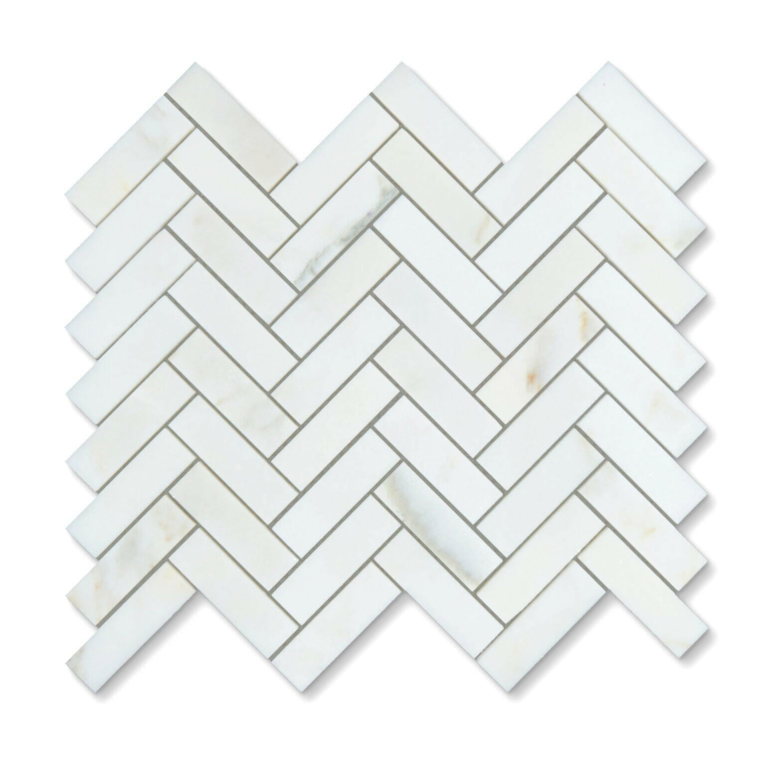 1 X 3 Calacatta Oliva Marble Polished Herringbone Mosaic Tile-Marble Mosaic-American Tile Depot