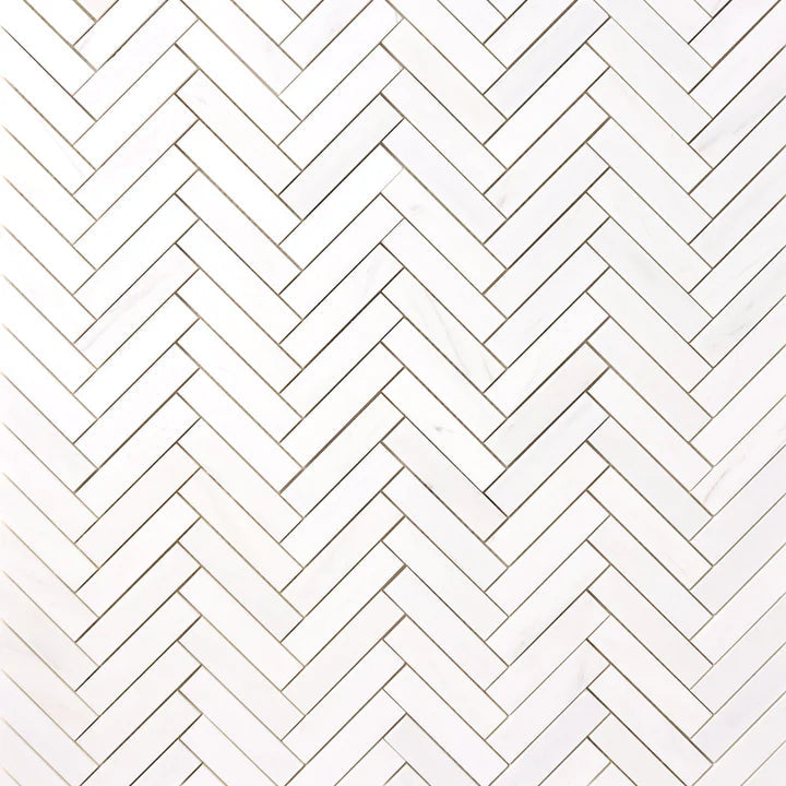 1 X 4 Bianco Dolomite Honed Herringbone Marble Mosaic Tile-Marble Mosaic-American Tile Depot