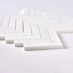 1 X 4 Bianco Dolomite Honed Herringbone Marble Mosaic Tile-Marble Mosaic-American Tile Depot