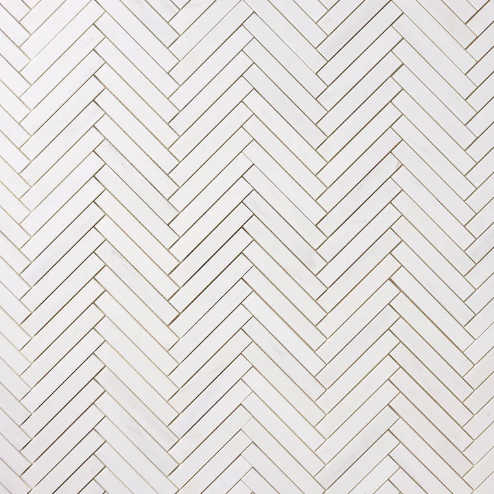 1 X 6 Bianco Dolomite Honed Herringbone Marble Mosaic Tile-Marble Mosaic-American Tile Depot