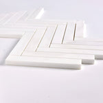 1 X 6 Bianco Dolomite Honed Herringbone Marble Mosaic Tile-Marble Mosaic-American Tile Depot