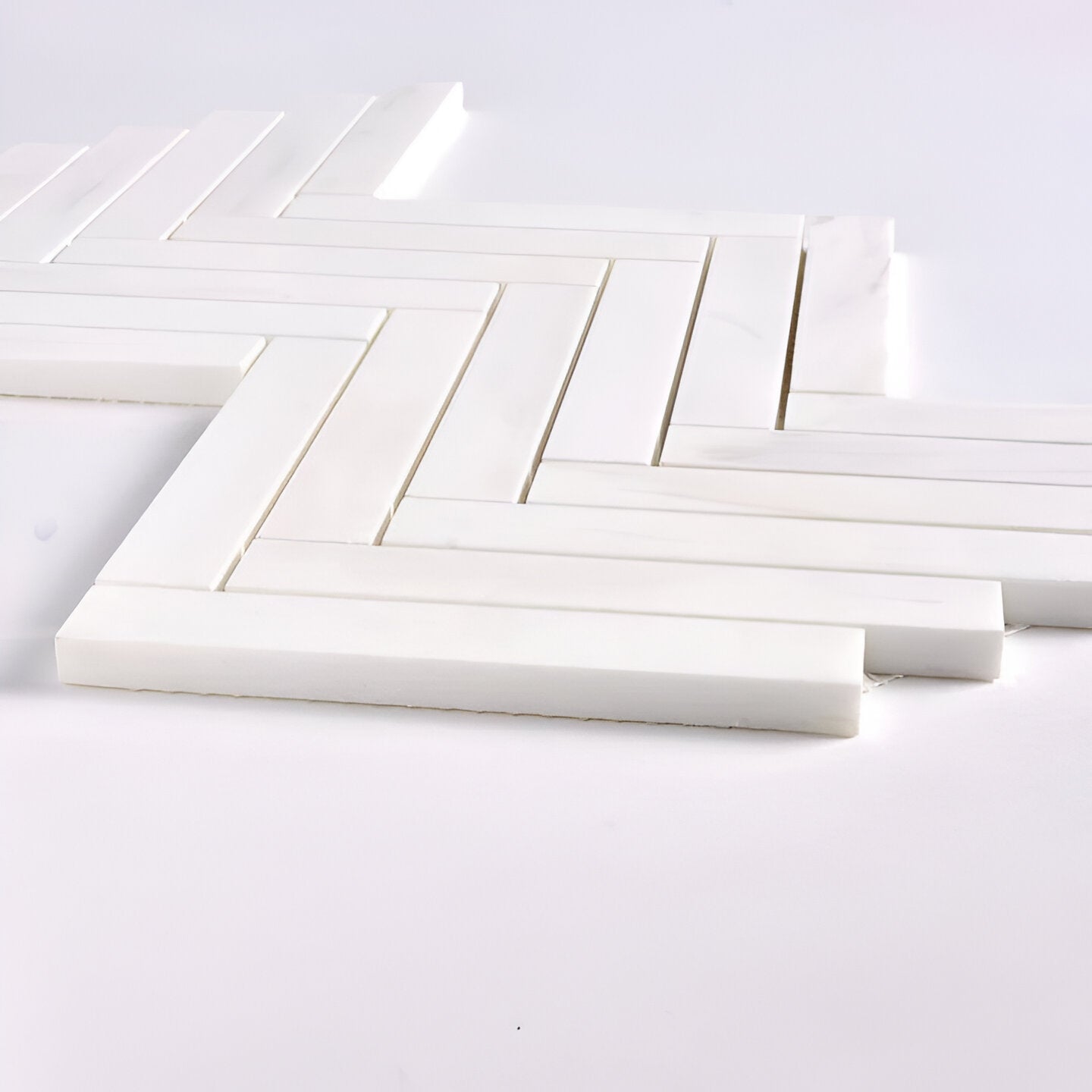 1 X 6 Bianco Dolomite Honed Herringbone Marble Mosaic Tile-Marble Mosaic-American Tile Depot