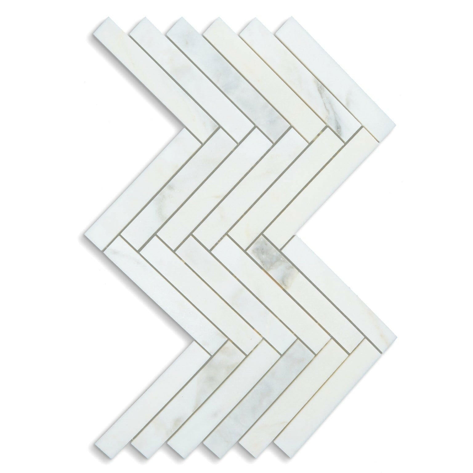 1 X 6 Calacatta Oliva Marble Honed Herringbone Mosaic Tile-Marble Mosaic-American Tile Depot