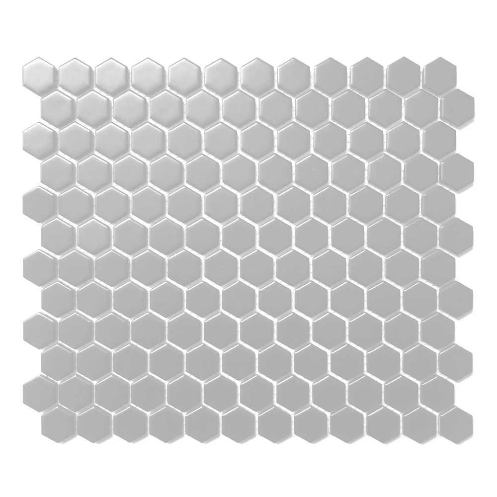 1" Array Gray Matte Hexagon Porcelain Mosaic Tile-American Tile Depot