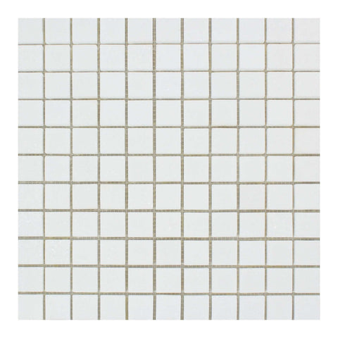 1 X 1 Thassos White Marble Polished Mosaic Tile-Marble Mosaic-American Tile Depot