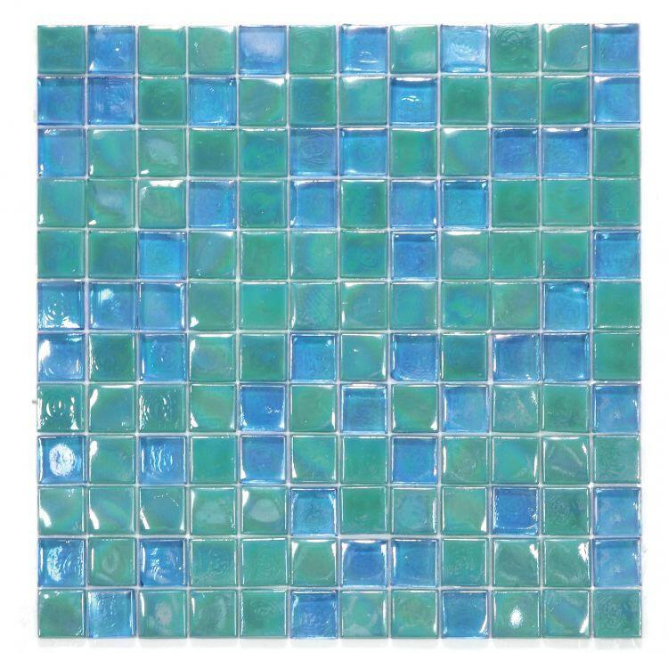 1 x 1 Aquarius Lake Square Glass Mosaic Tile-Glass Mosaic-American Tile Depot