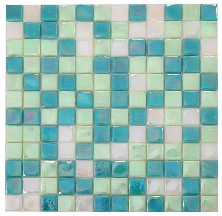 1 x 1 Aquarius Spring Square Glass Mosaic Tile-Glass Mosaic-American Tile Depot