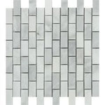 1 x 2 Bianco Venatino (Bianco Mare) Marble Polished Brick Mosaic Tile-Marble Mosaic-American Tile Depot