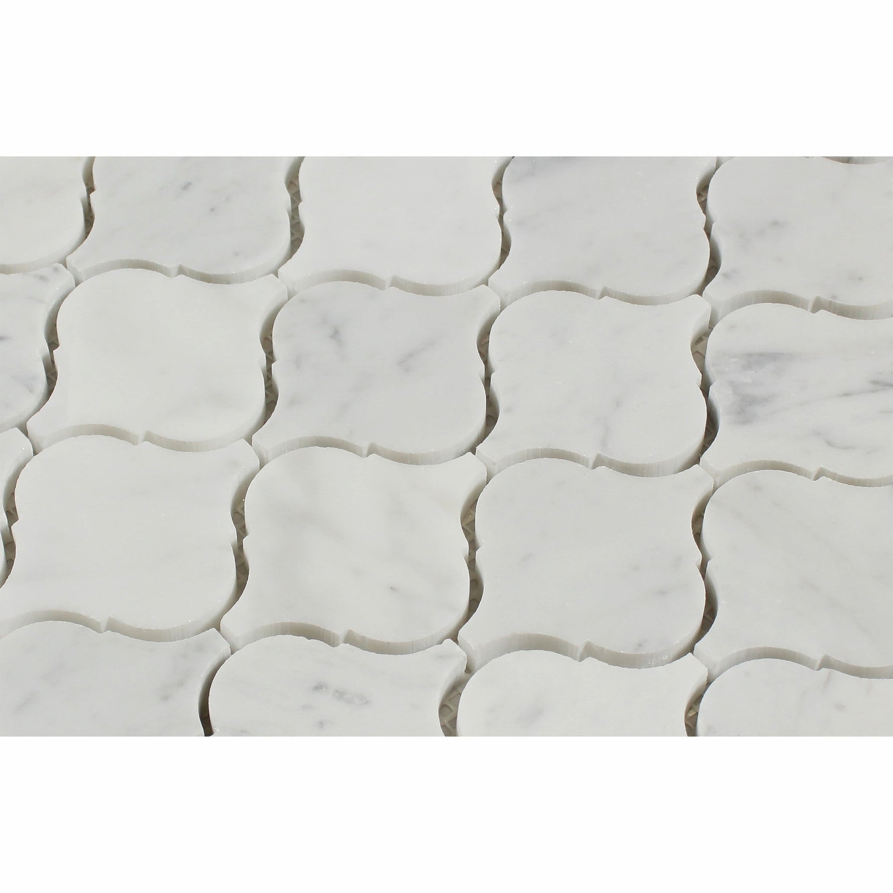 Carrara White Marble Polished Lantern Arabesque Mosaic Tile