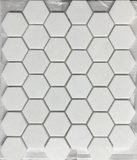 Thassos White Marble Honed 2" Hexagon Mosaic Tile