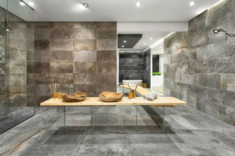 12 X 12 HCL Climb Gray Mosaico Matte Travertine Look Porcelain Tile-Porcelain Mosaic-American Tile Depot