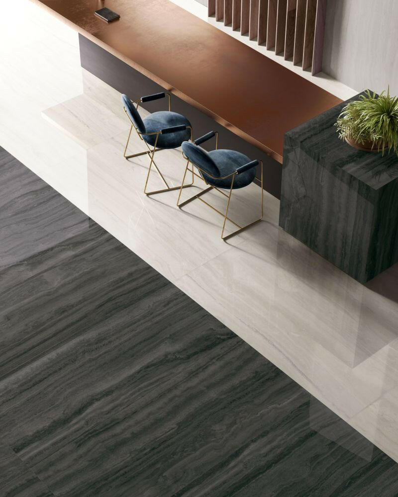 12 X 24 Appia Vein Cut White Polished Travertine Look Porcelain Tile-PORCELAIN-Large Format-American Tile Depot