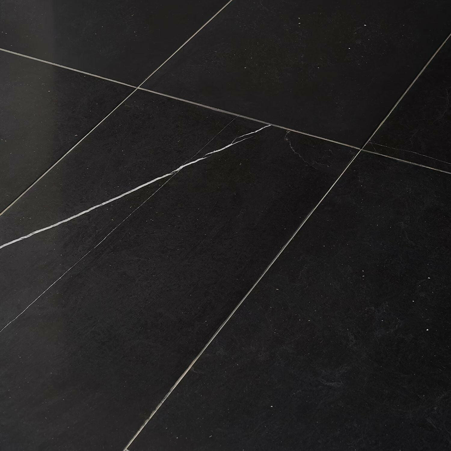 12 X 24 Black Marquina Marble Honed Tile-Marble Tile - Large Formate-American Tile Depot