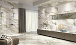 12 X 24 Calacatta Glossy Marble Look Porcelain Wall Tile-PORCELAIN-Large Format-American Tile Depot