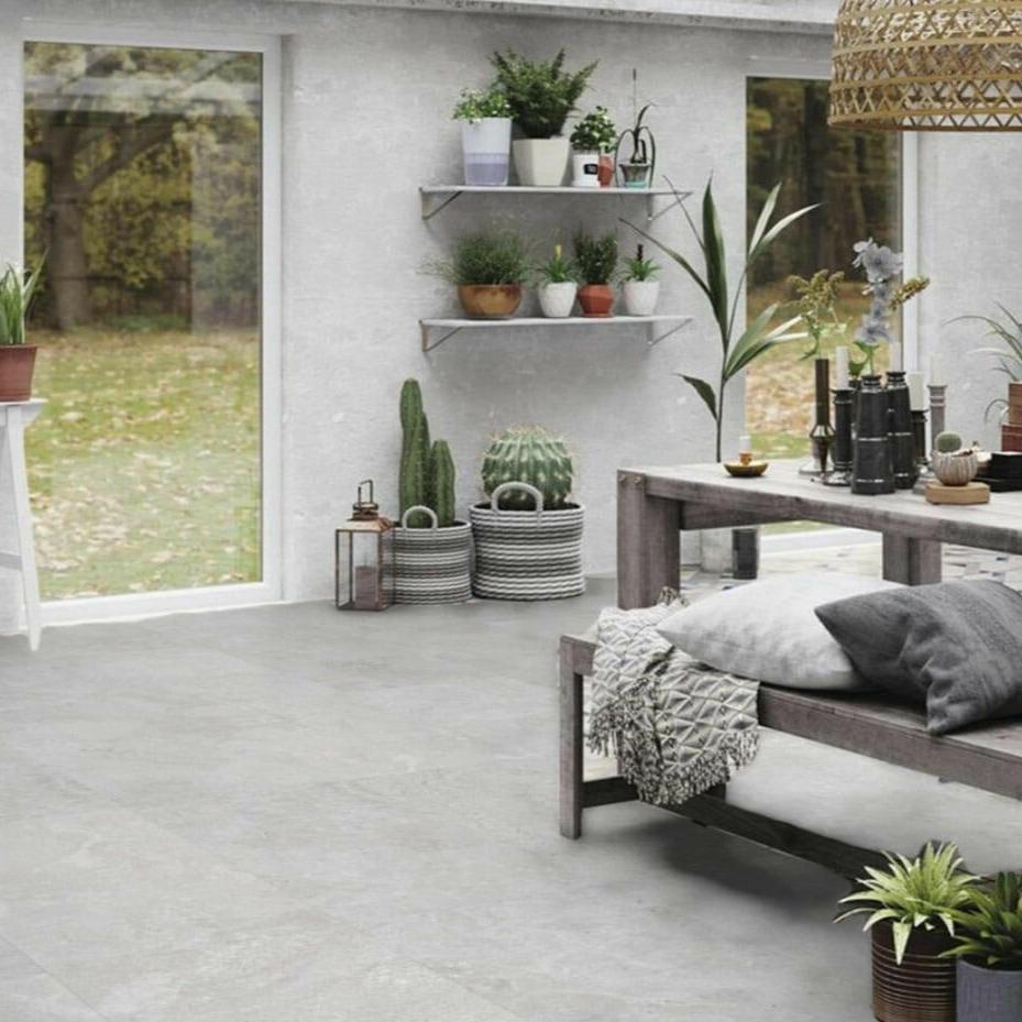 12 X 24 Chamonix Gray Matte Limestone Look Porcelain Tile-Porcelain Tile Large Formate-American Tile Depot