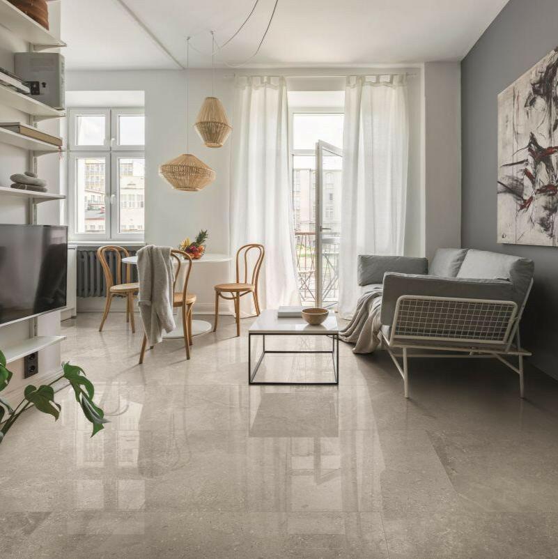 12 X 24 Dolomia Grey Luc Glossy Marble Look Porcelain Tile-PORCELAIN-Large Format-American Tile Depot