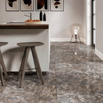 12 X 24 Mira Dark Grey Sugar Effect Marble Look Porcelain Tile-PORCELAIN-Large Format-American Tile Depot