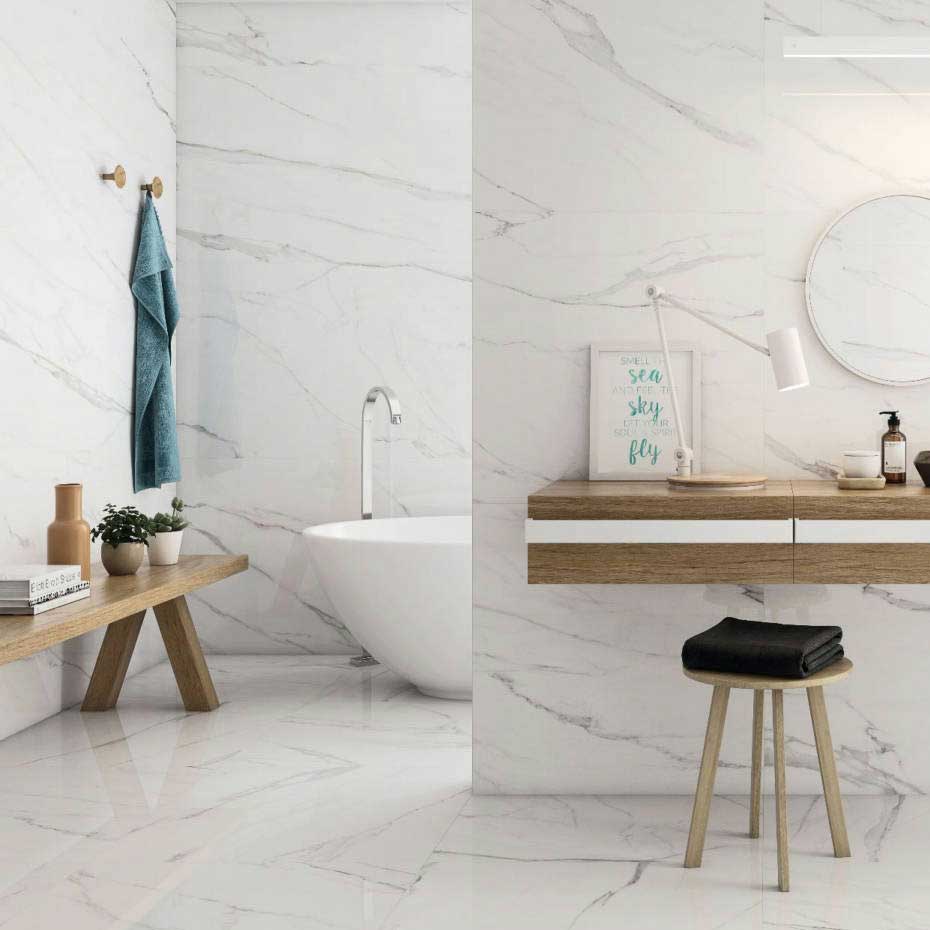 12 X 24 Naples White Matte Marble Look Porcelain Tile-Porcelain Tile Large Formate-American Tile Depot