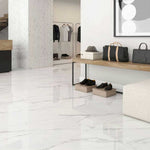 12 X 24 Naples White Matte Marble Look Porcelain Tile-Porcelain Tile Large Formate-American Tile Depot