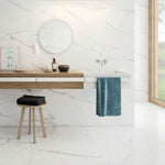 12 X 24 Naples White Matte Marble Look Porcelain Tile-Porcelain Tile Large Formate-American Tile Depot