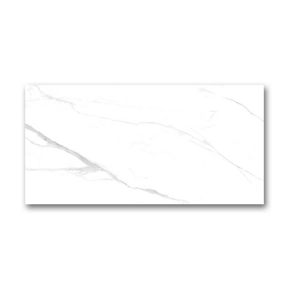 12x24 Naples White Polished Marble Look Porcelain Tile