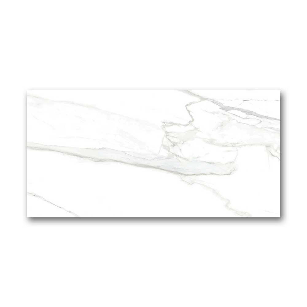 12x24 Naples White Polished Marble Look Porcelain Tile